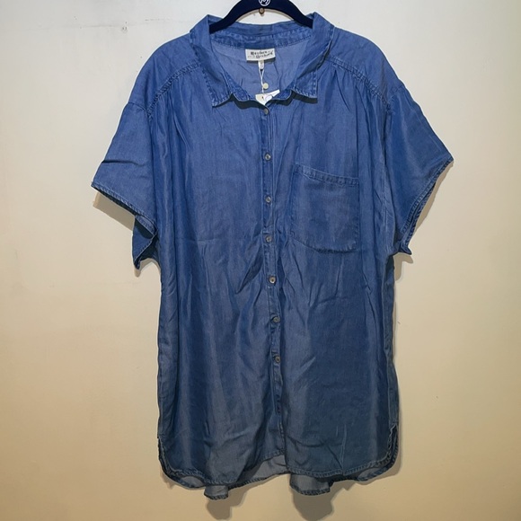 Denim Hester & Orchard Tencel Button down Shirt Dress Size 1X NWT - Picture 1 of 8